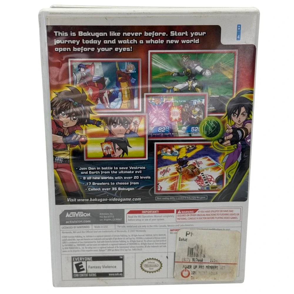 Bakugan Battle Brawlers Nintendo Wii Activision 2009 Game Disc and Case